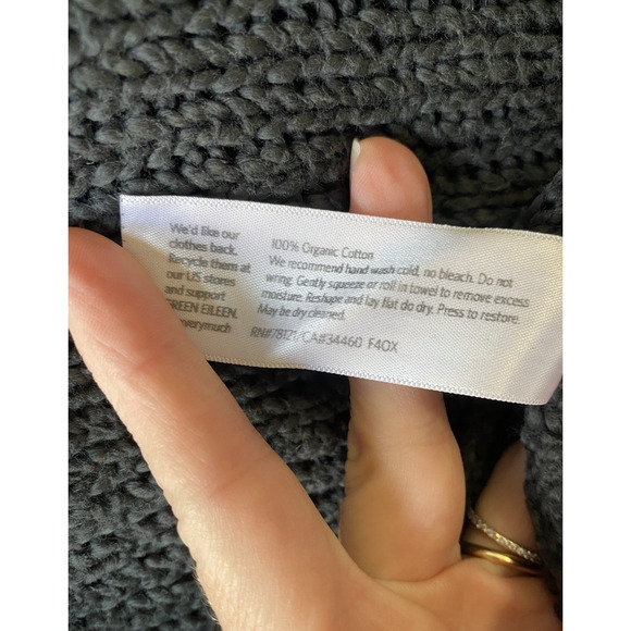 Eileen Fisher Womens One Size Asymmetric Pullover Poncho Sweater Organic Cotton - Picture 4 of 7